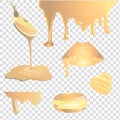 Vector image of white chocolate drips on a transparent background.